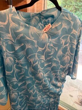 Milea Teal Printed Short Sleeve Dress